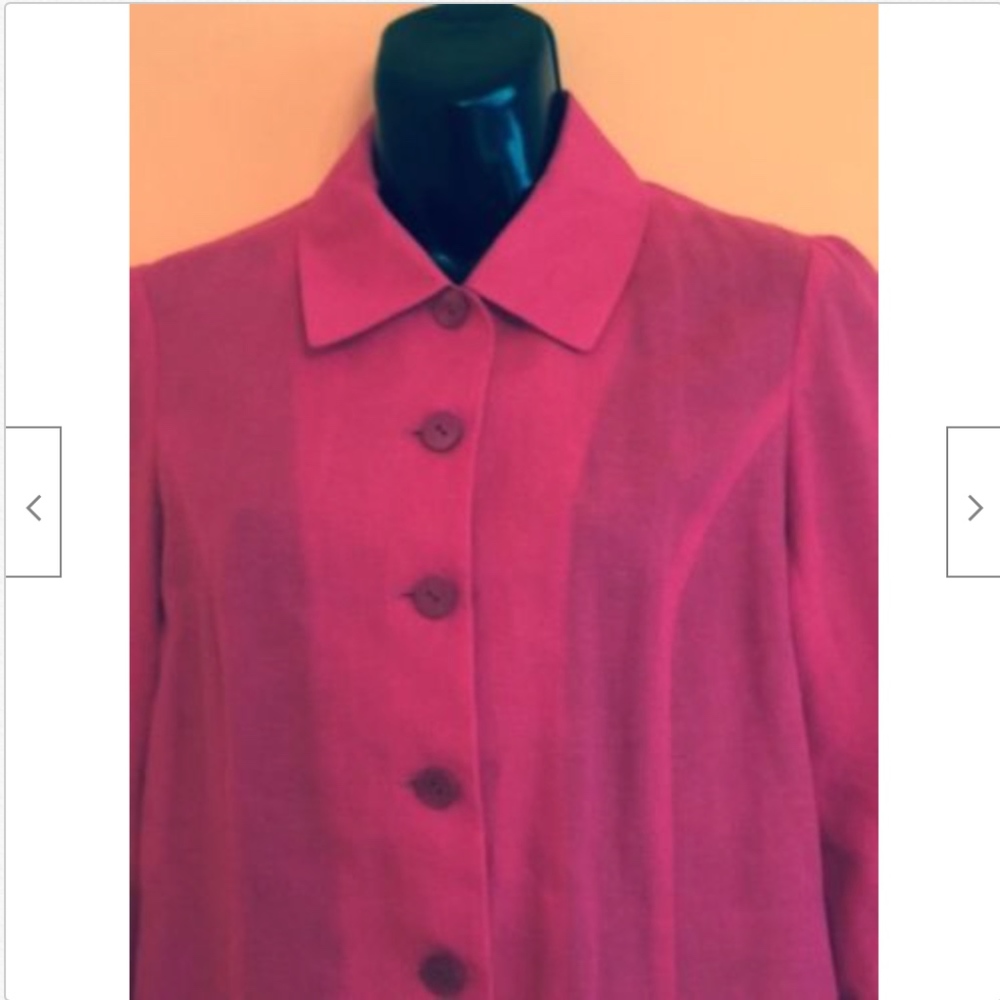 Kenzo Paris Fuchsia Button Front Linen Jacket Sz 6 - image 4
